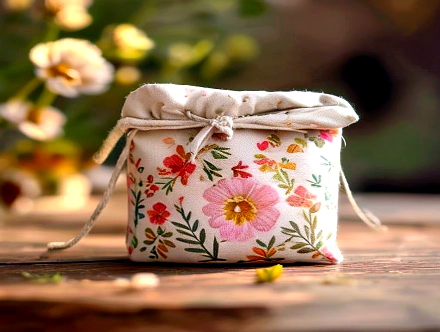 Enhanced finished Beginner Drawstring Pouch finished project photo