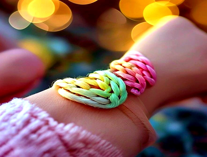Enhanced finished Braided Yarn Bracelet finished project photo