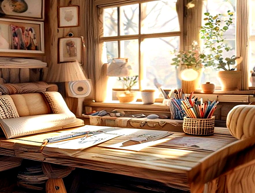 Enhanced finished Cozy Craft Room Sketch finished project photo