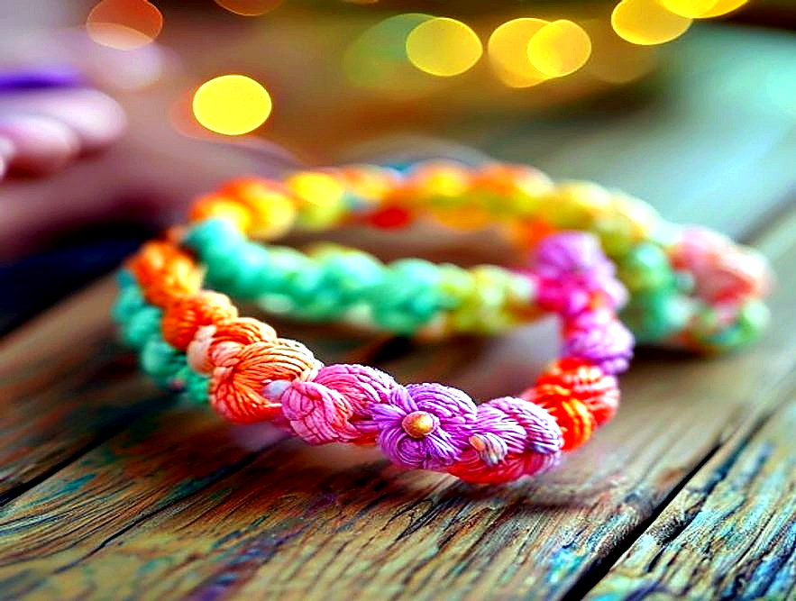 Enhanced finished Friendship Bead Bracelet finished project photo