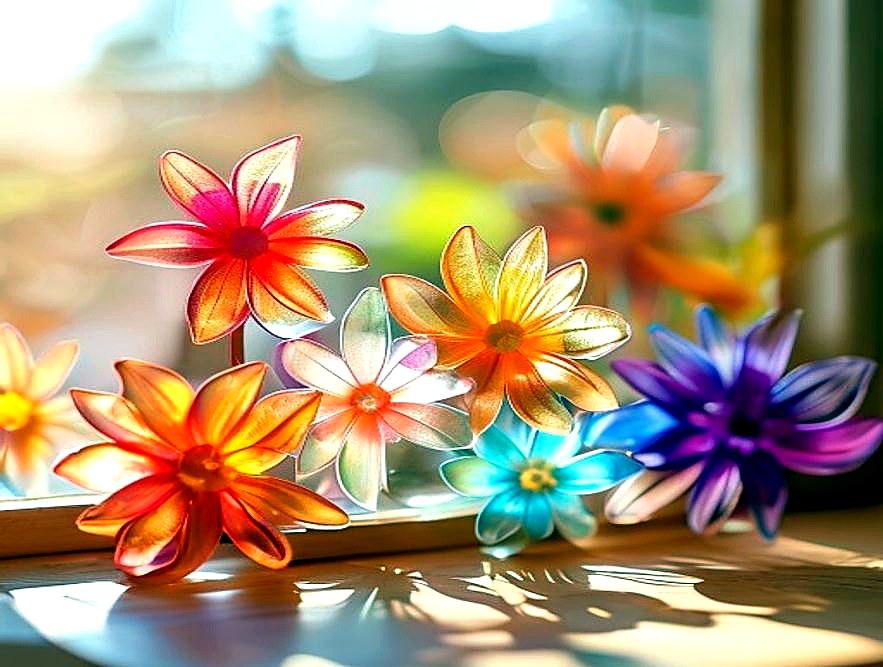 Enhanced finished Glass Window Flower Cling finished project photo