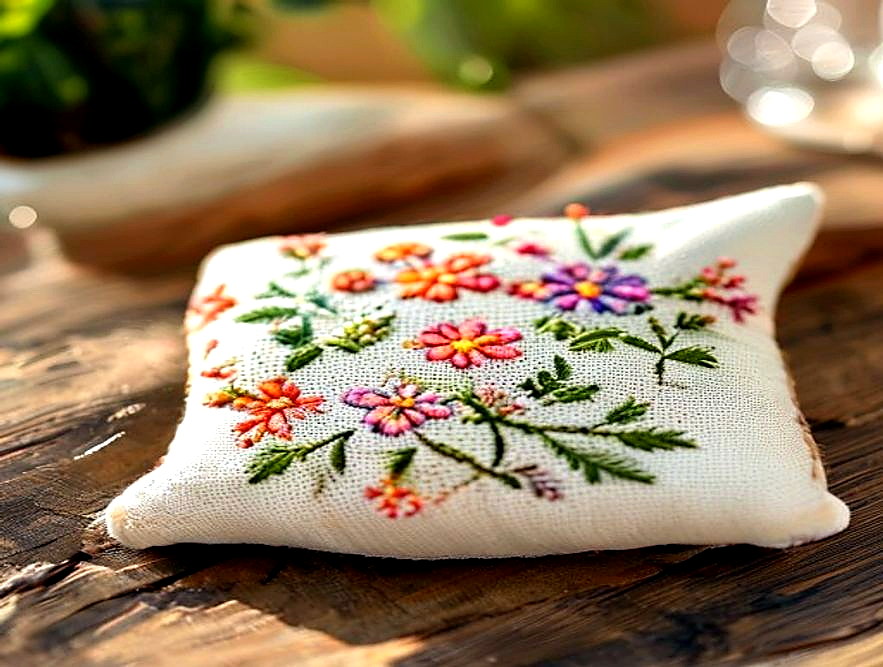 Enhanced finished Hand-Stitched Mini Pillow finished project photo