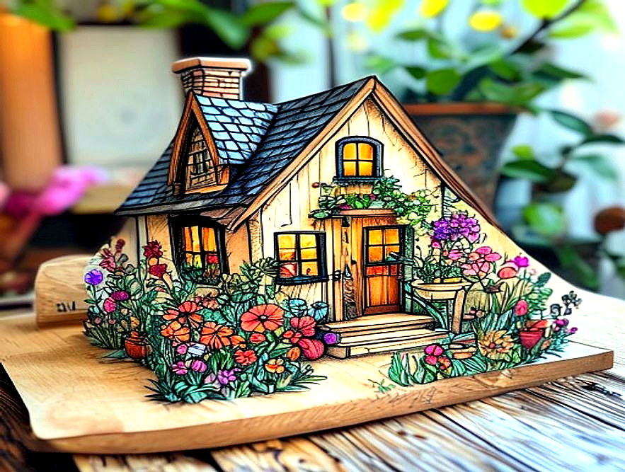Enhanced finished Happy House Doodle finished project photo