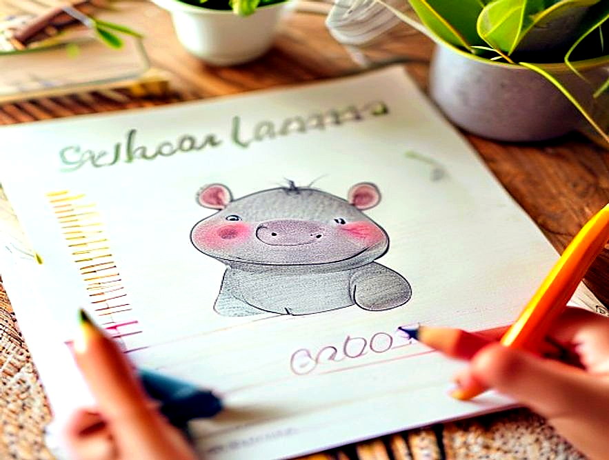 Enhanced finished Little Hippo Practice Page finished project photo