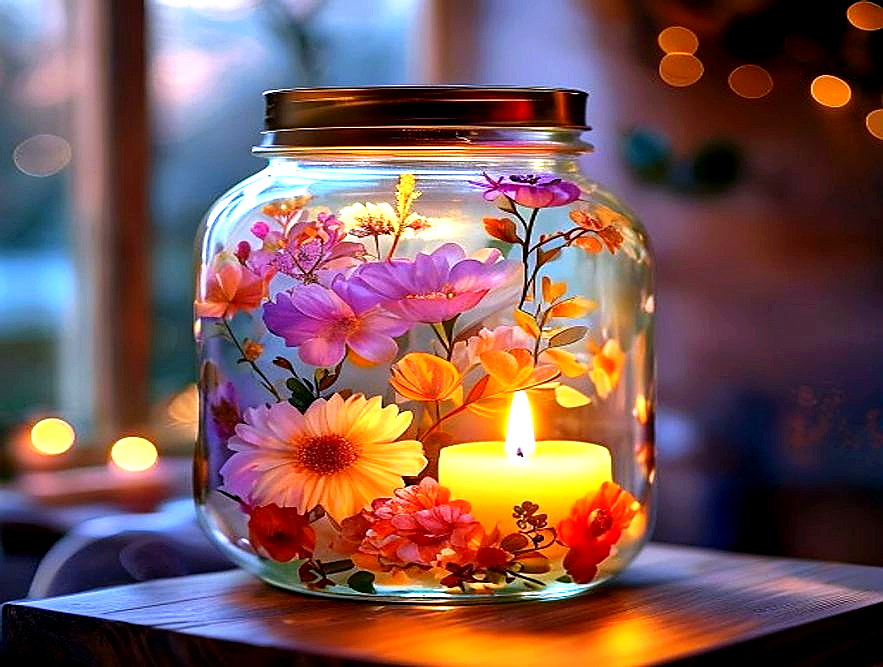 Enhanced finished Painted Jar Lantern finished project photo