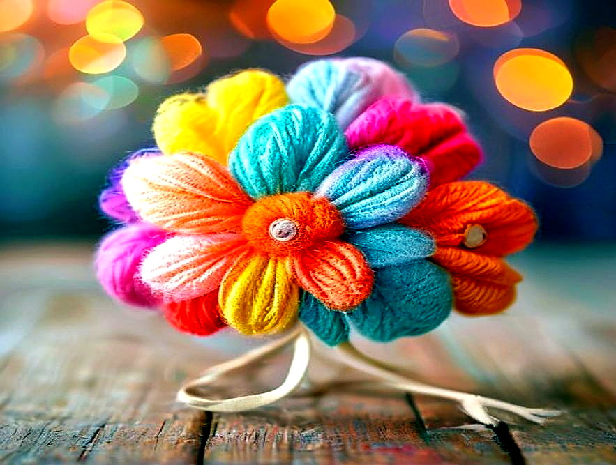 Enhanced finished Pom-Pom Flower finished project photo