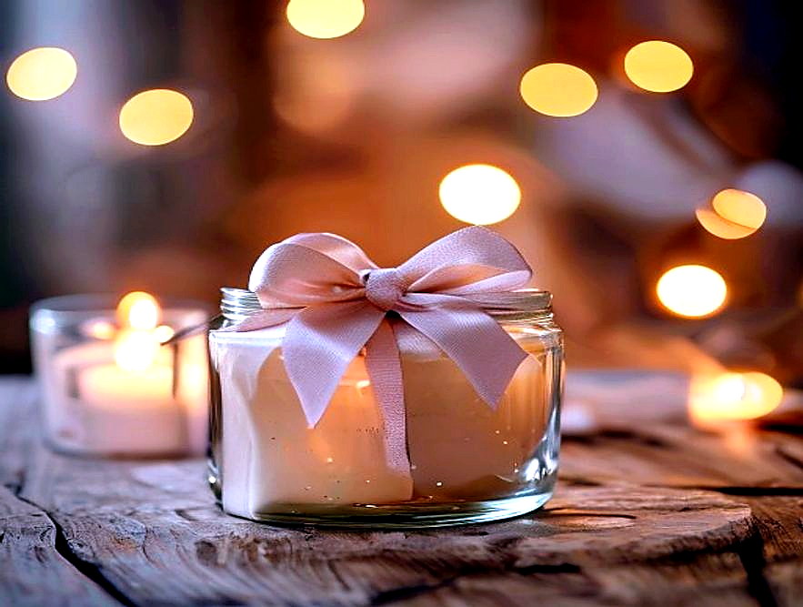 Enhanced finished Ribbon-Wrapped Candle Gift finished project photo