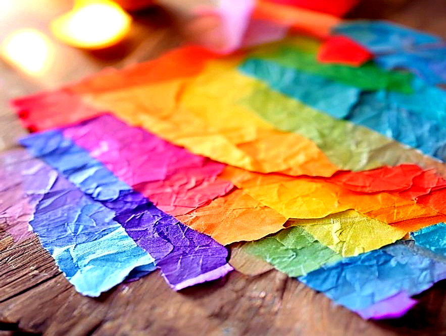 Enhanced finished Scrap Paper Rainbow Card finished project photo