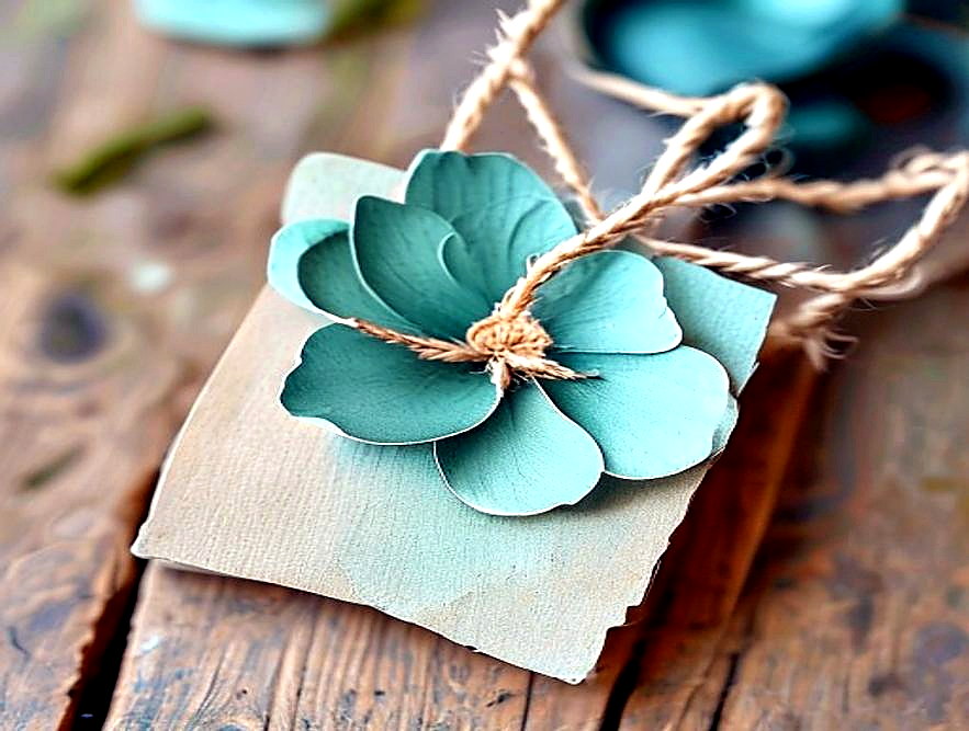 Enhanced finished Teal Flower Thank-You Tag finished project photo