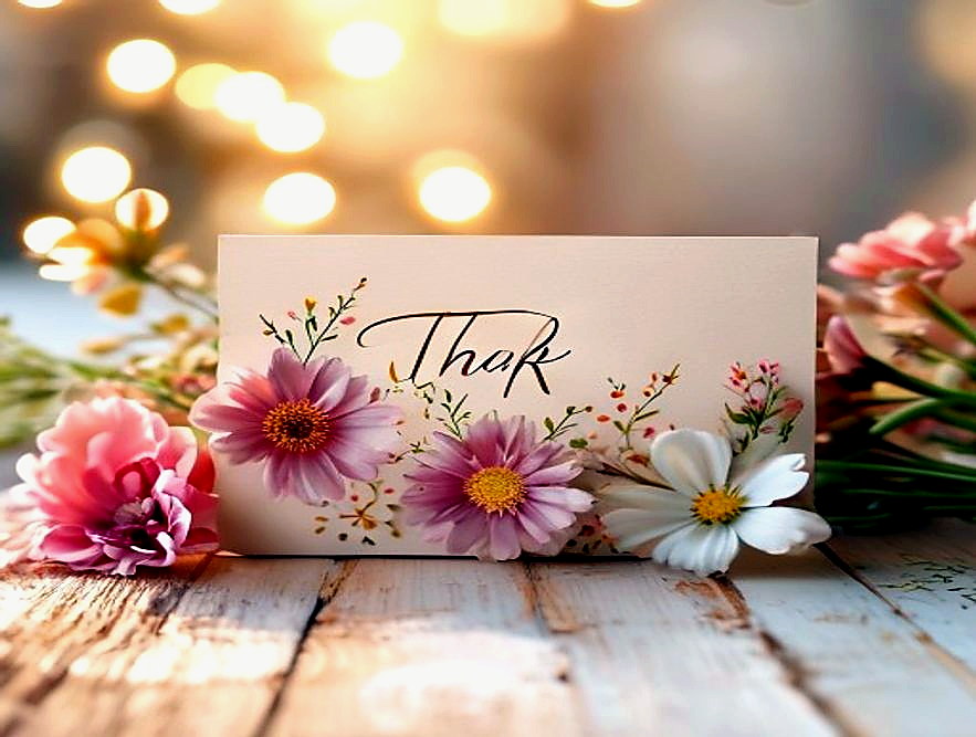 Enhanced finished Thank-You Flower Card finished project photo